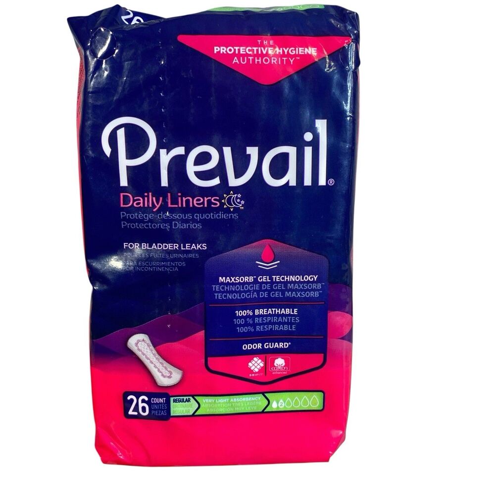 Prevail NWT Incontinence Liners Bladder Leaks Regular Light Absorbency  26 Count